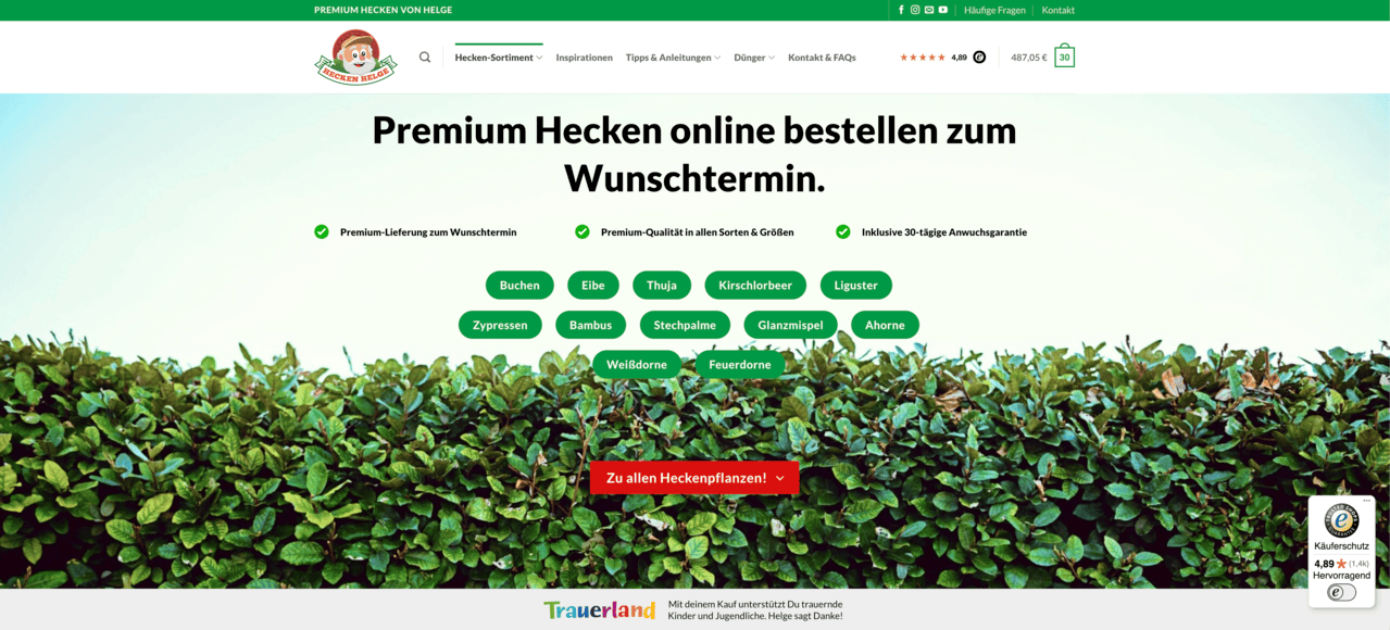 Testsieger: Hecken Helge ist bester Heckenpflanzen Online Shop